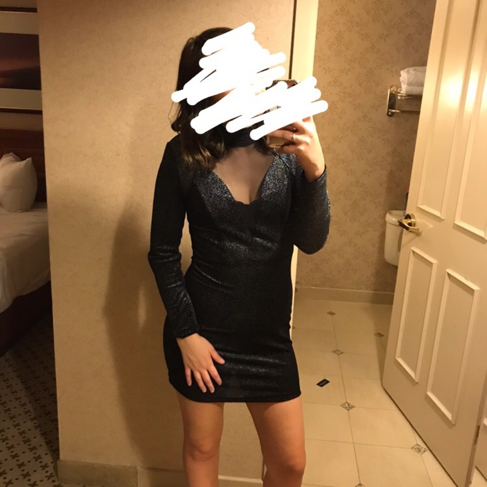 Black, metallicy shimmer dress